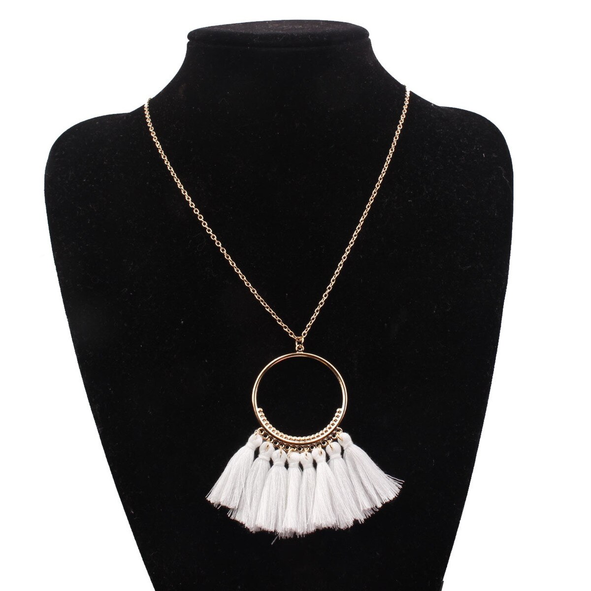 Mode Originaliteit Kwasten Hanger Ketting Vrouw Ornamenten Accessoires Lange Ketting Bohemen Gouden Ketting Vrouwelijke Accessoires: white