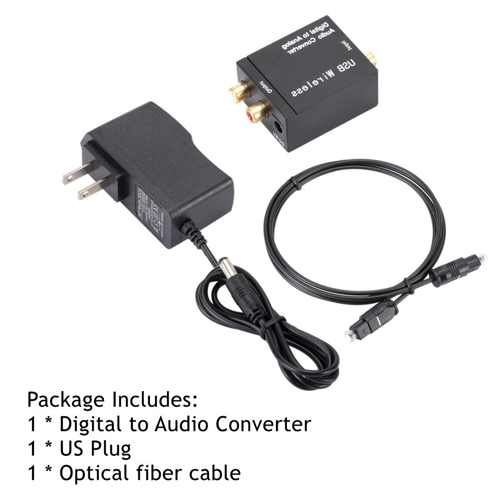 PzzPss Bluetooth Digital to Analog Audio Converter Adapter Amplifier Decoder Optical Fiber Coaxial Signal to Analog DAC Spdif: US Plug