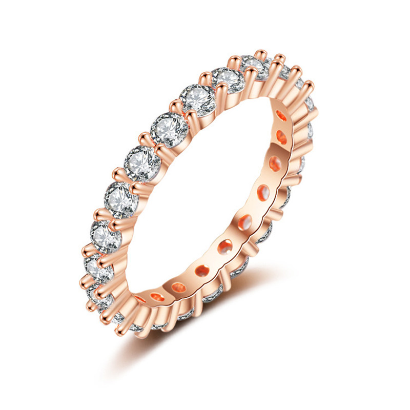 Mode Bruiloft Fijne Ring Voor Vrouwen Met Beknopte Klassieke Multicolor Mini Zirconia Rose Gold Kleur Vinger Ring Sieraden: 9 / rose gold