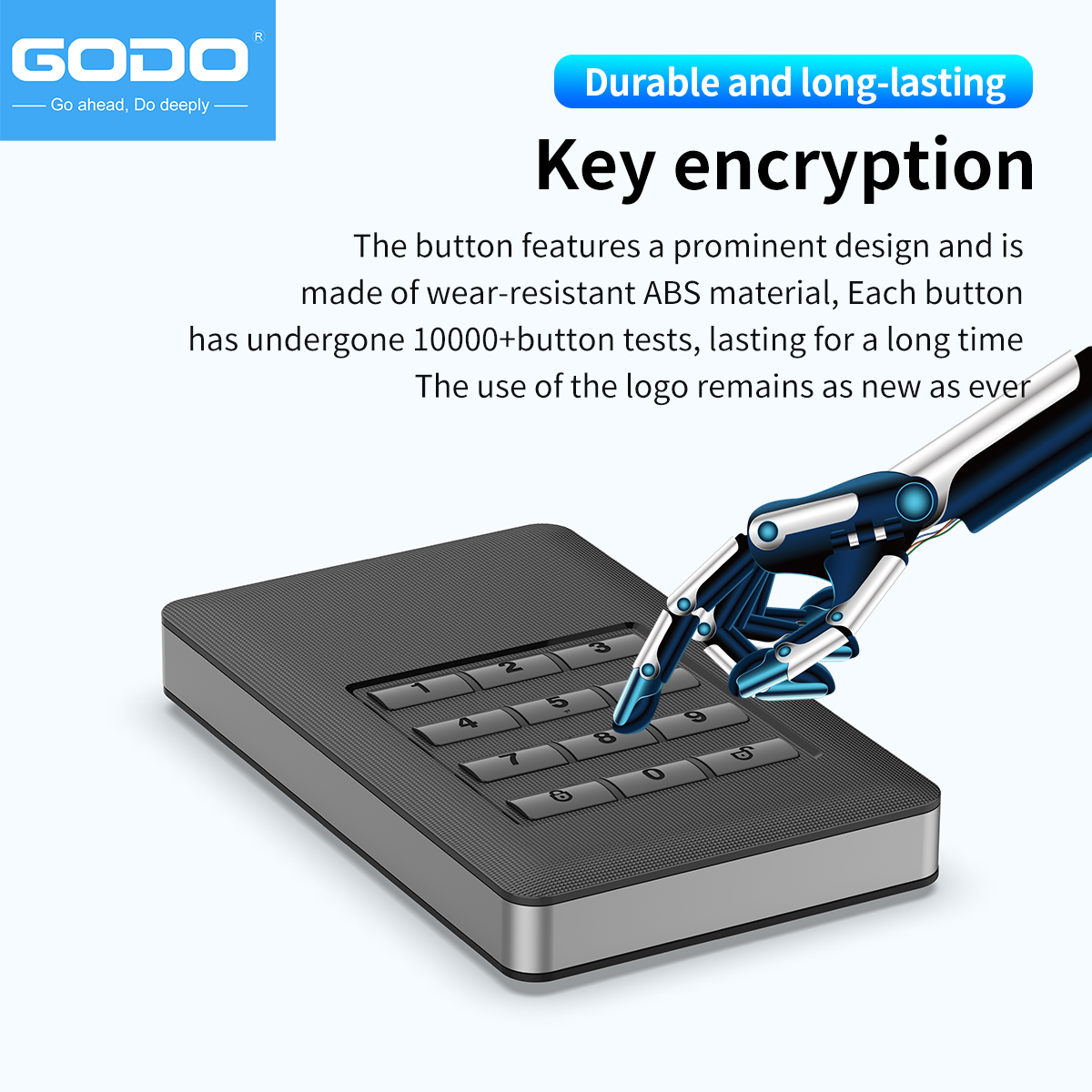 GODO M.2 MSATA Hardware encryption USB3.0 Full disk EncryptionTool free Installation with Password Mobile Hard Disk Box 2.5“Sata