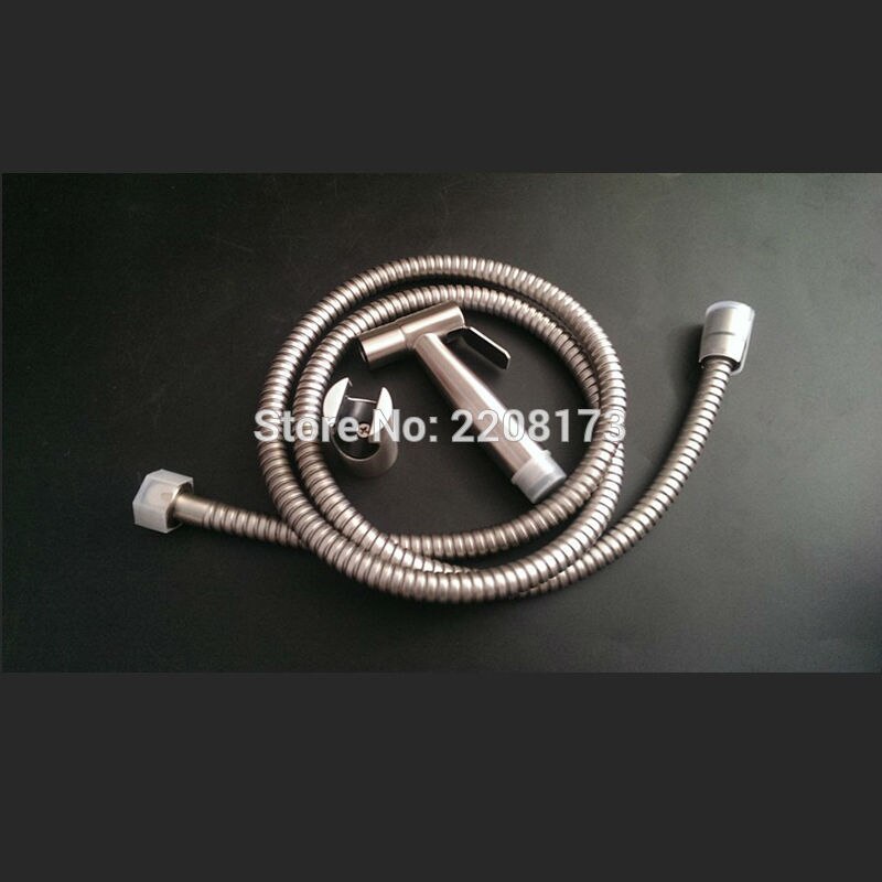 304 Roestvrij Staal Hand Wc Bidet Mini Douche Bidet Spray Hoge Druk Kleine Shattaf Spuit in Nikkel Geborsteld set