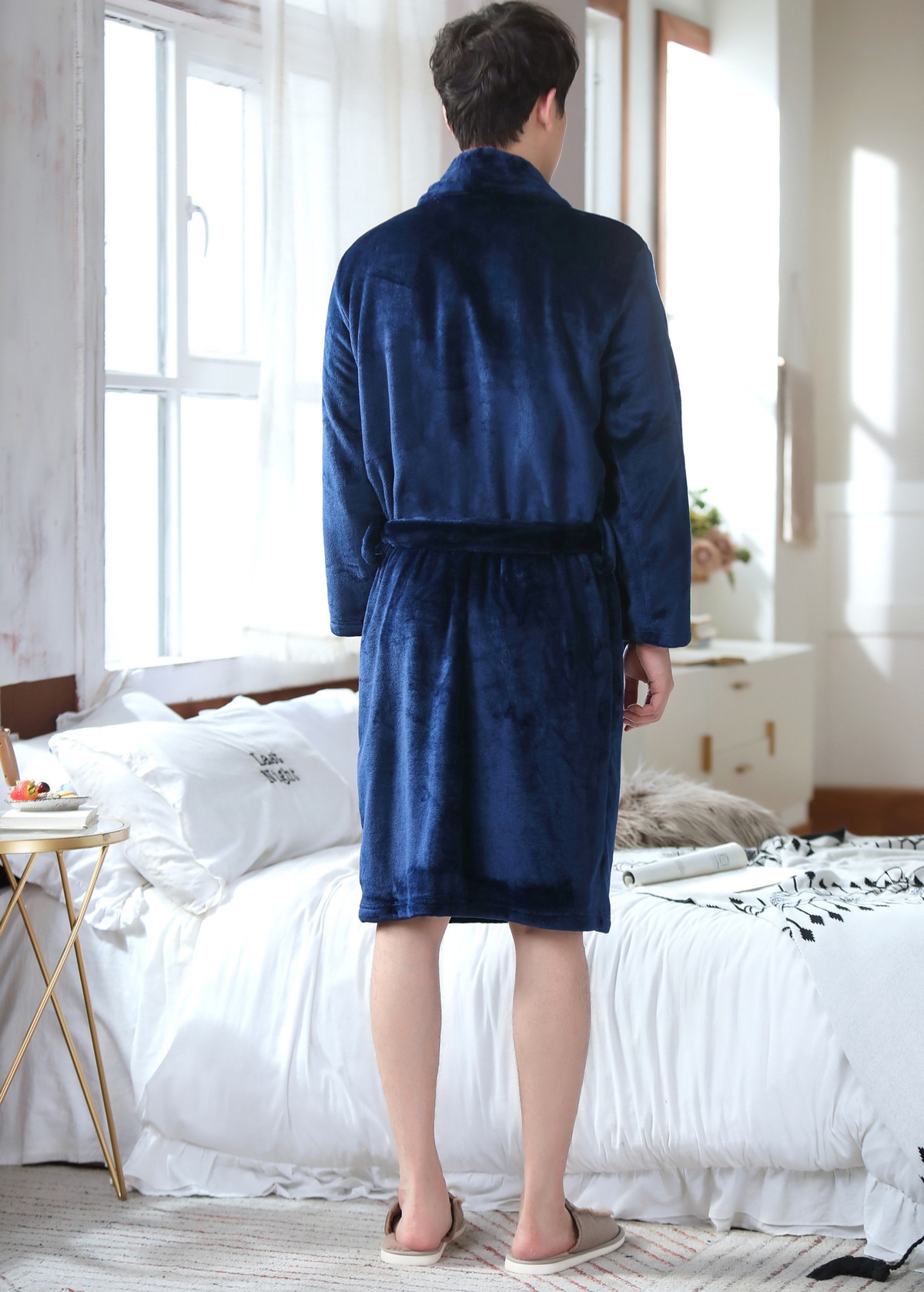 Heren Winter Thicken Warm Robes Leuke Koe Cartoon Gedrukt Badjas Kimono Thuis Kleding Lange Mouwen Robe Coat Peignoir Homme