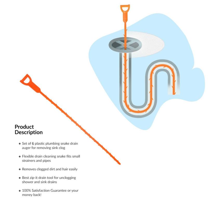 Drain Snakes Hair Sink And Drain Clog Cleaning Relief Remover Tool Barbed Gripper Sink Dredge Pipeline Hook Cleaner