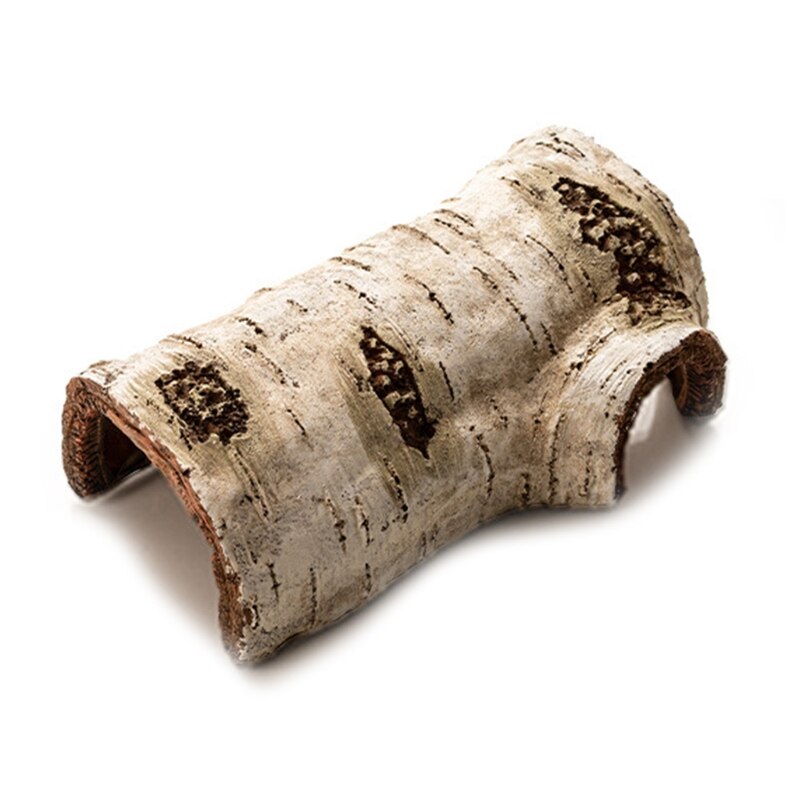 Y1QB – cachette de serpent pour petits reptiles, grotte en forme de bouleau artificiel, décoration de Terrarium