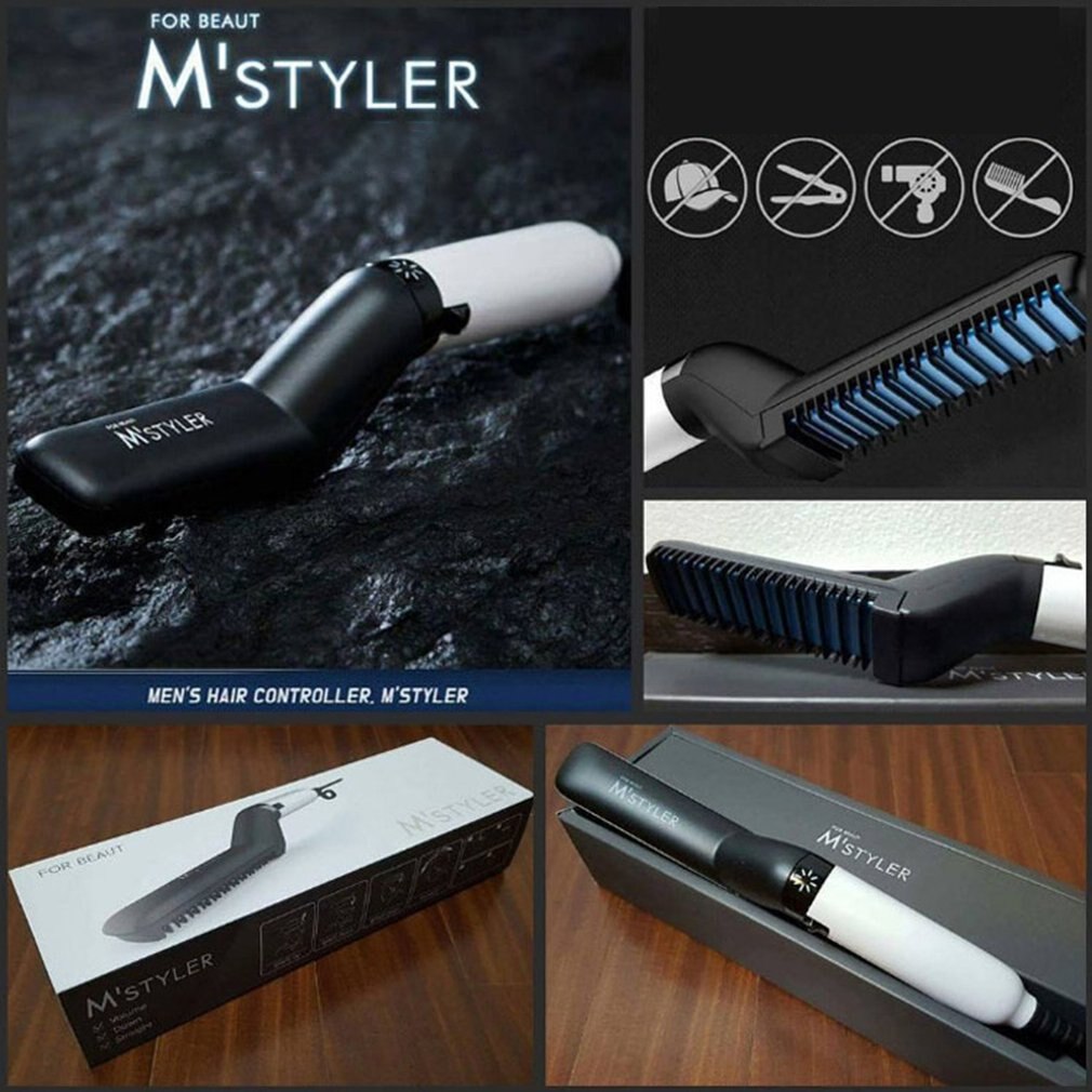 Peine cepillo de pelo multifuncional alisador de barba alisador de cabello peine eléctrico alisador de barba para hombres
