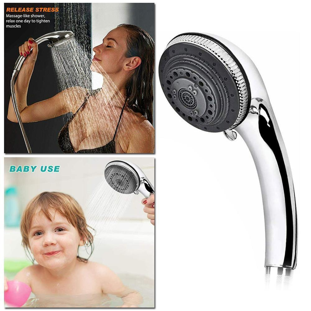 Universal Shower Head 5 Mode Function Chrome Anti-limescale Handset Pipe Toilet Supplies Hose Bathroom