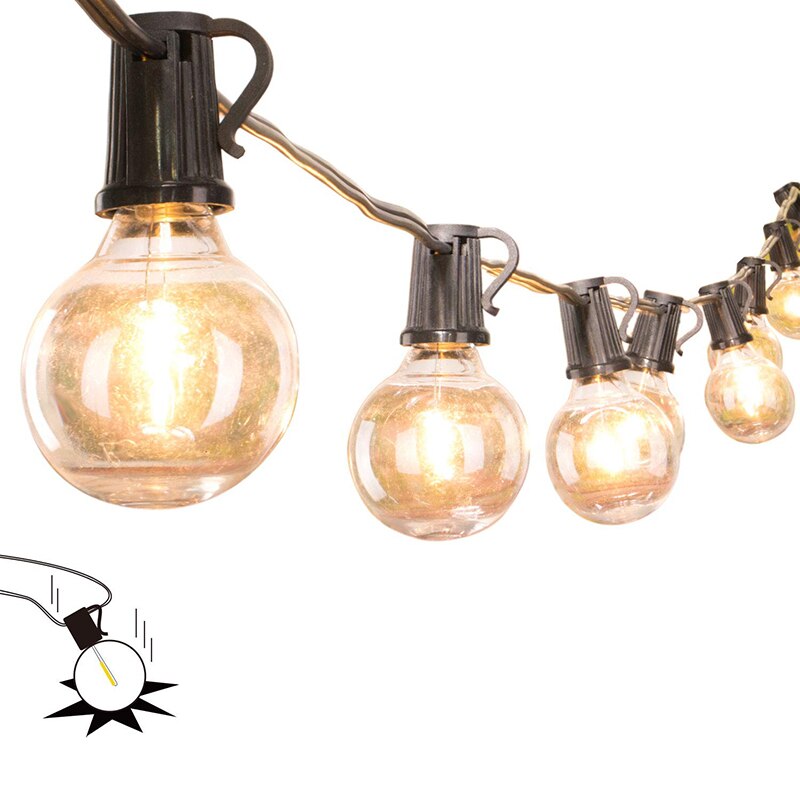 25ft g40 led pære globus lyser med klar pære baggård terrasselys vintage pærer dekorativ udendørs guirlande bryllup