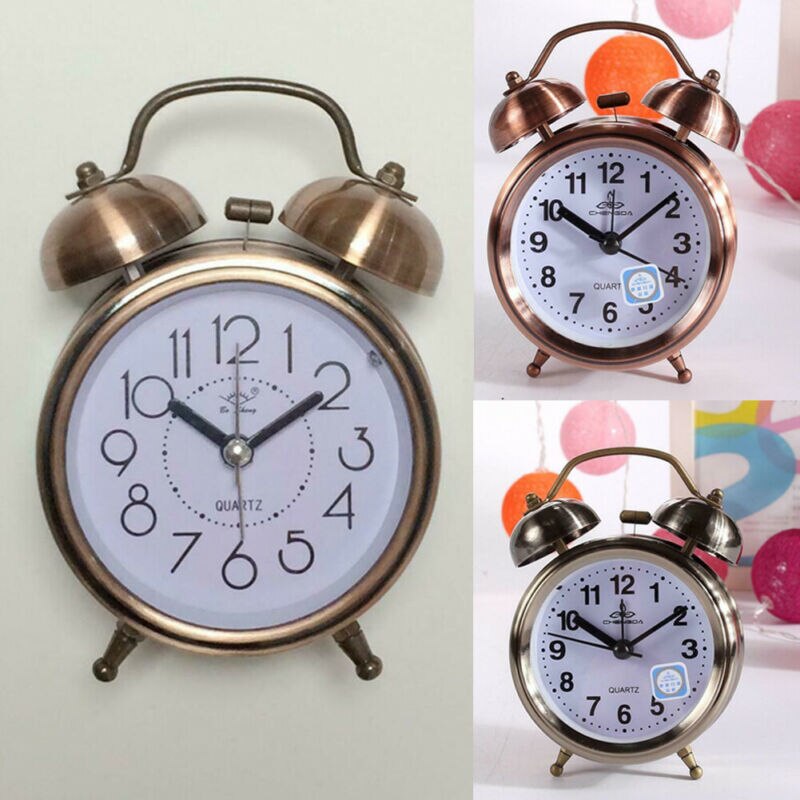 Classic Retro Alarm Clock Silent Non Ticking Twin Bell Alarm Clock Movement Bedside with Night Light Loud Alarm Clock Desk Clock