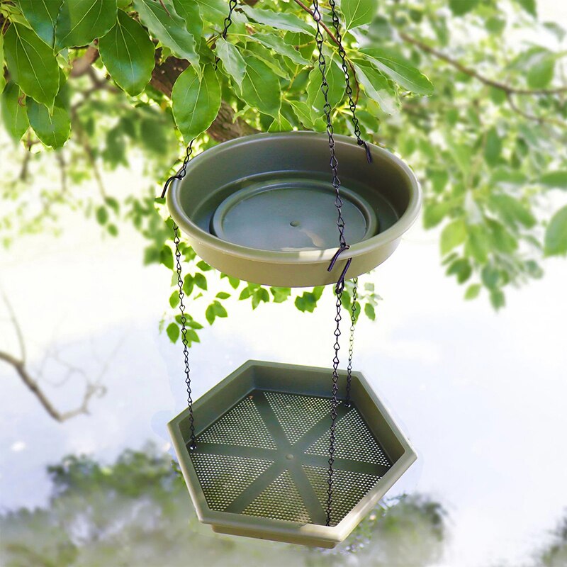 2 In 1 Hanging Bird Feeder Food Tray And Bath Tray Bird Baths For Outdoors Yard Garden Decor Bird Feeder