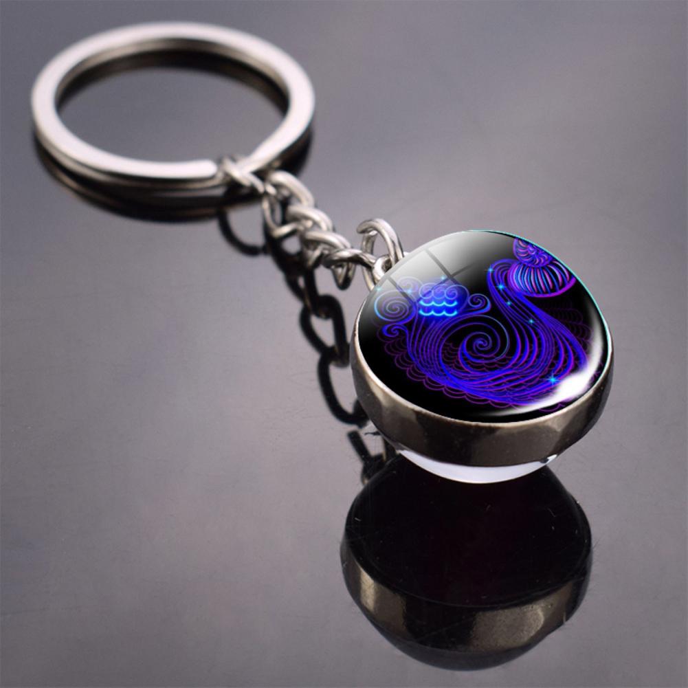 Glass Ball Pendant Decor Key Chain Lightweight Zodiac Style Glass Ball Constellation Keychain