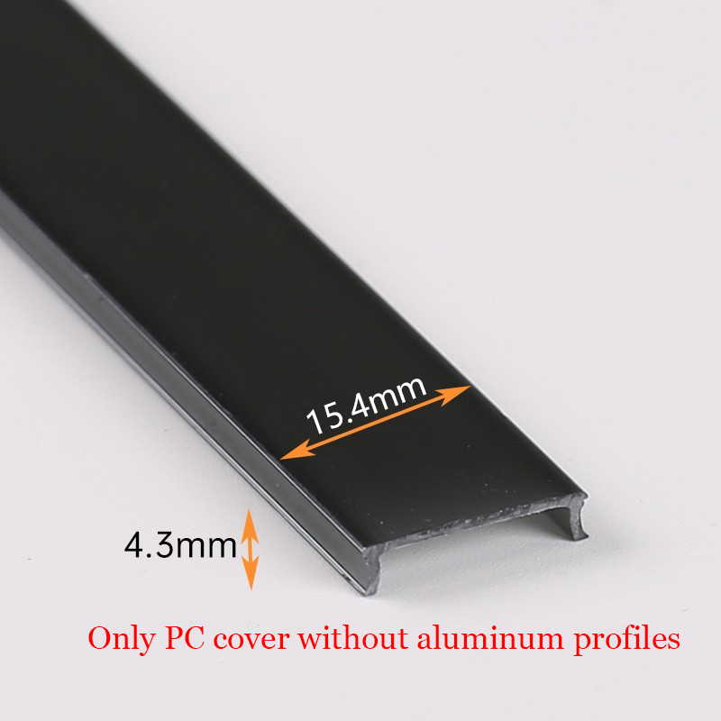 Zwarte LED aluminium profiel siliconen hoes kanaalverspreider U-vormige kast harde bar licht vervangbare lampenkapaccessoires: WHITE / Licht Paars