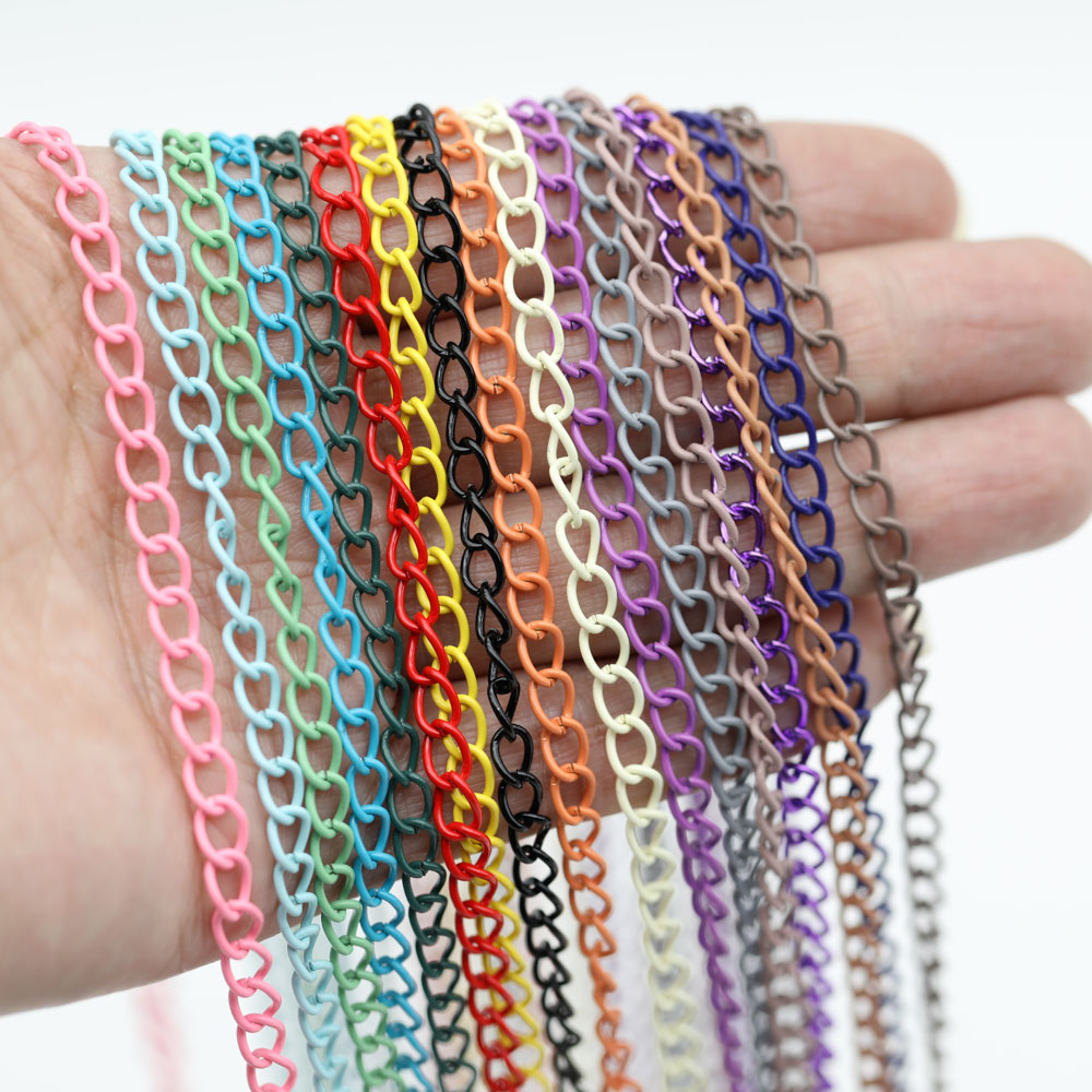 2 meters 5mm Metal Chain Colorful Iron Connecting Chain Combination Chain Extension for Jewelry Making Findings DIY Supplies