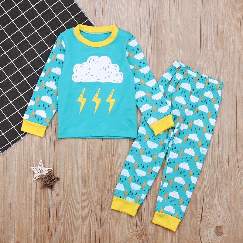 Rorychen Baby Meisjes Pyjama Wolken Nachtkleding Kinderen Pijamas Jongens Pyjama Lange Mouwen Katoen Nachtkleding Voor 2-7 Jaar