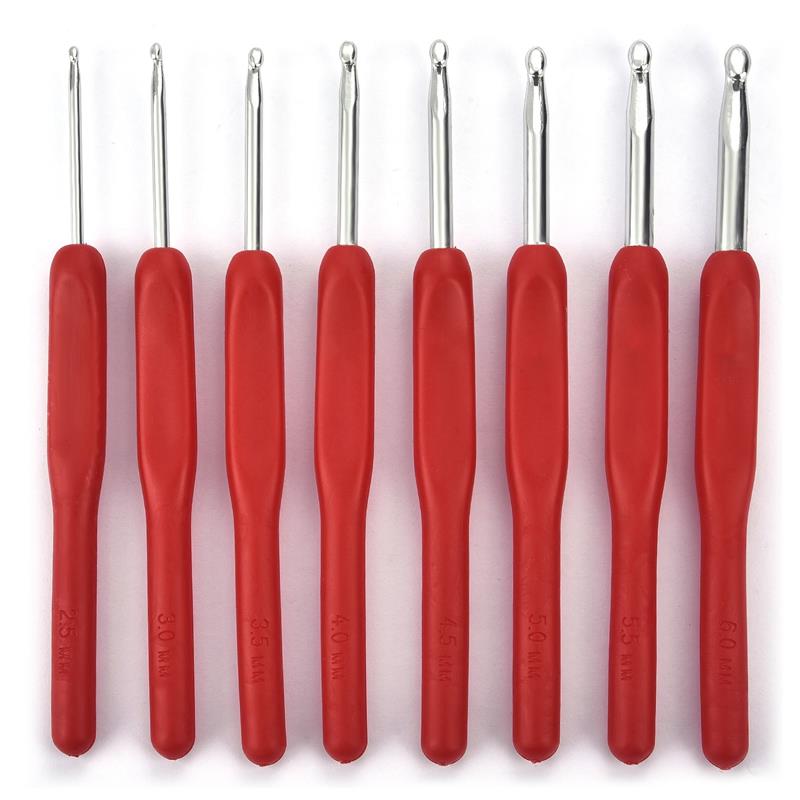 8 Uds. Tamaño mixto 2,5mm-6mm gancho de ganchillo tejido de punto hilo artesanía aguja de tejer mango de plástico ganchos de tejer agujas herramientas de Navidad: Marfíl