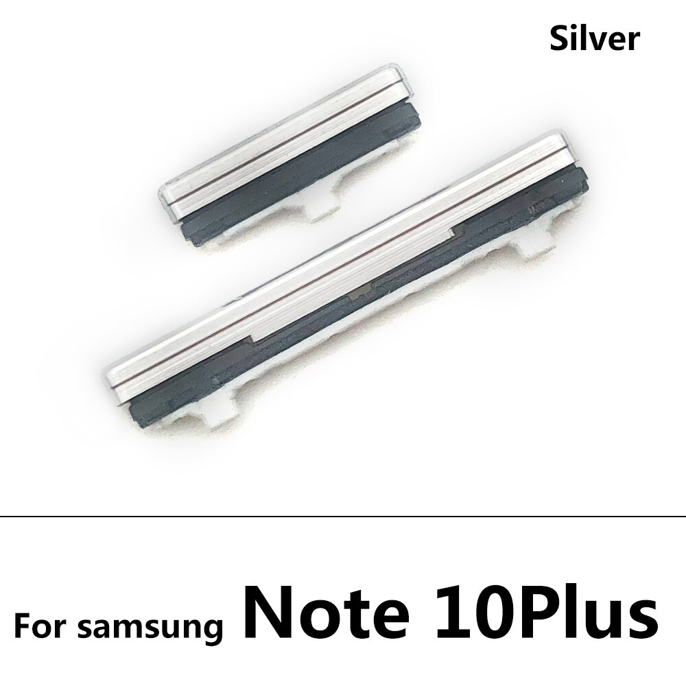 Teclas laterales nuevas, botones de encendido y volumen, botón para Samsung Galaxy Note 9, 10 Plus, piezas de repuesto: Note 10 Plus Silver