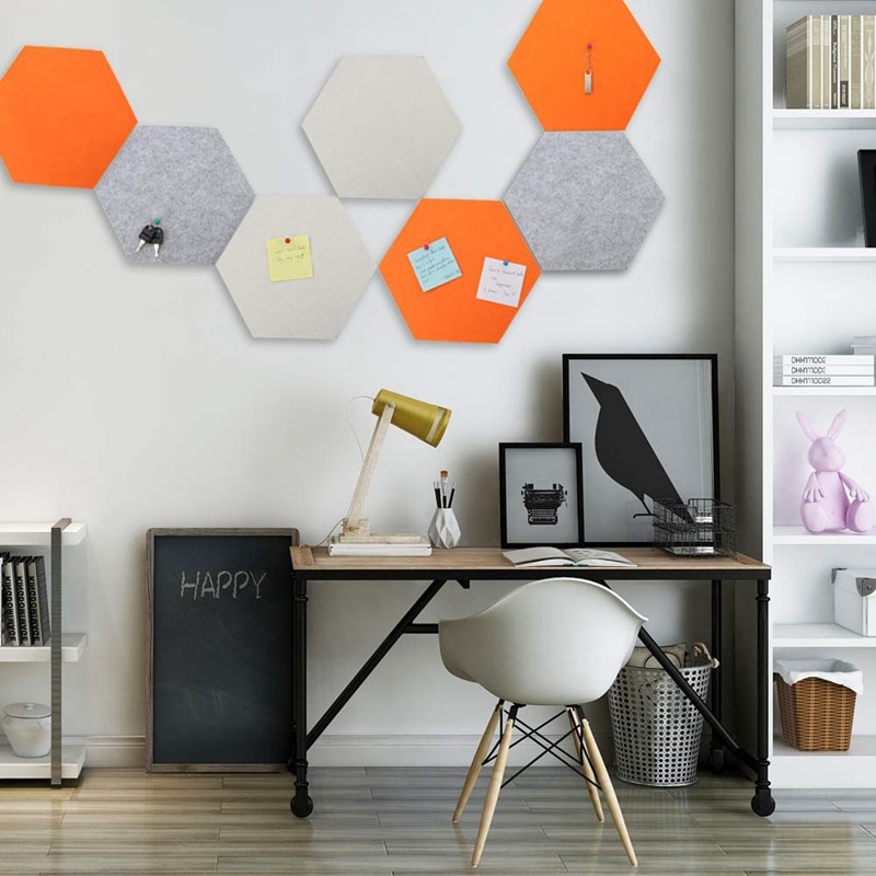 10Pcs Hexagon Felt Board Hexagonal Felt Wall Sticker Multifunction 3D Decorative Home Message Board Self-Adhesive Kids Room Base