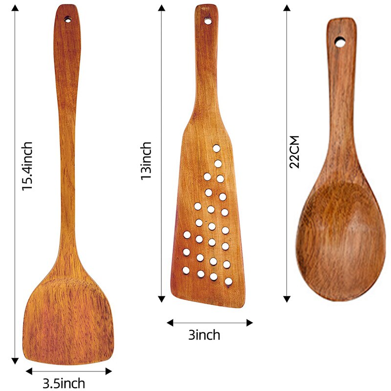 Utensilios de Cocina de madera, juego de utensilios de cocina, cucharas de Cocina de madera, espátula giratoria y espátula, 3 uds.