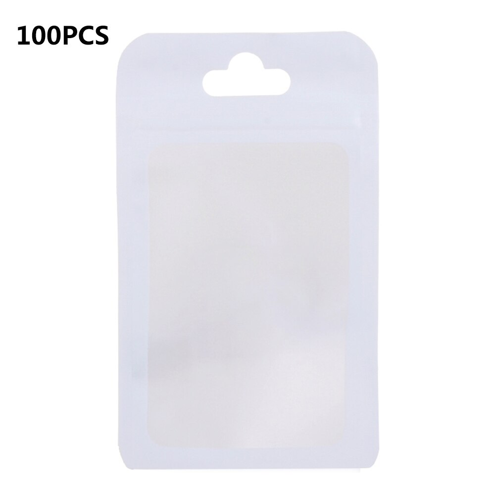 100Pcs Self Lock Resealable Mylar Bags Matte Clear Window Package Foil Food Bag Hang Hole Plastic Zipper Pouches: Matte white / 6x10cm