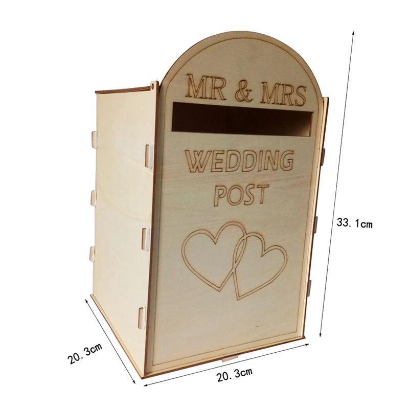 Caja de madera de boda, buzón de correo rústico, soporte de tarjeta de , adornos artesanales, SUMINISTROS DE BODA (con una llave)