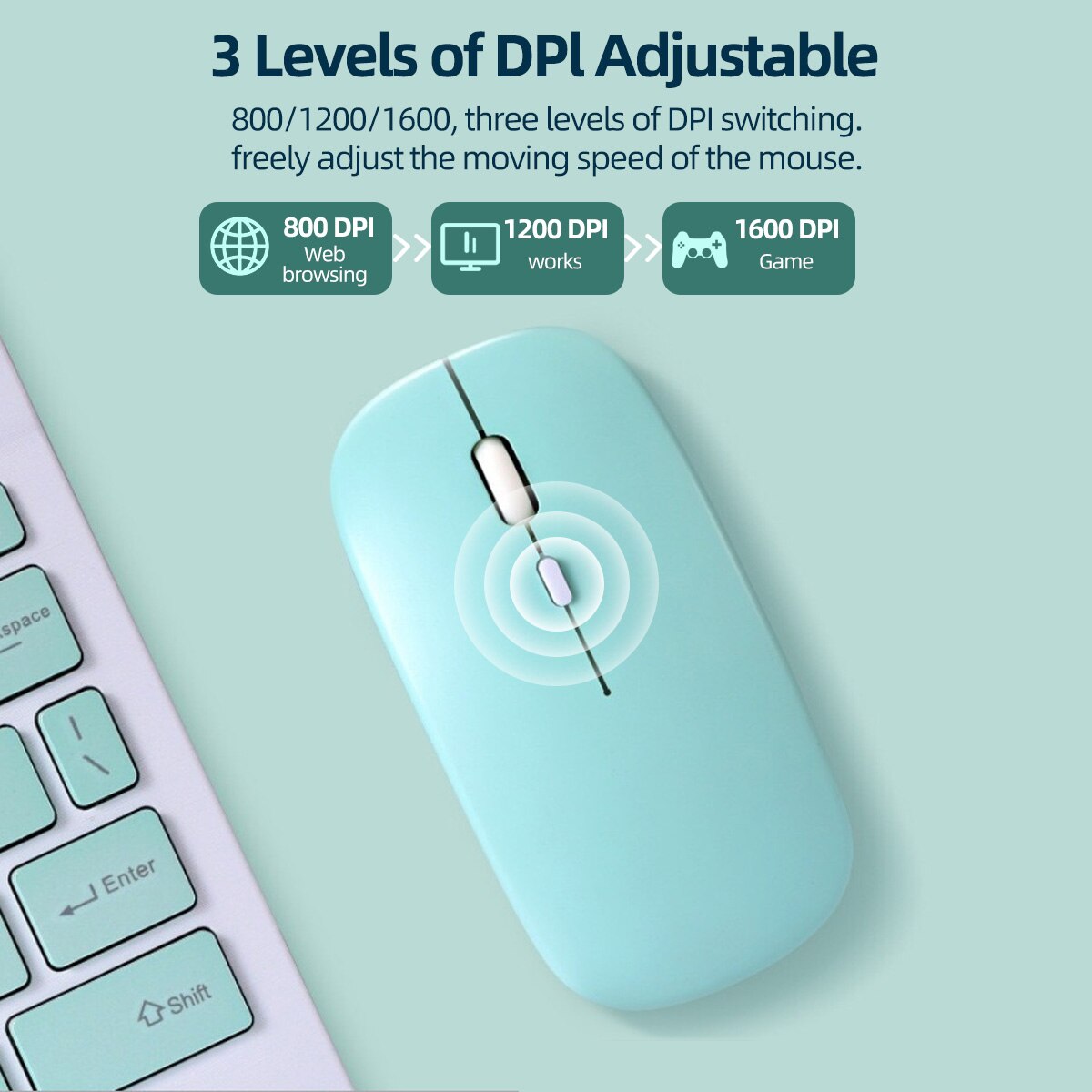 GUUGEI Wireless Bluetooth Mouse Mute Mouse For Laptop Computer PC Mini Ultra-Thin Single-Mode Battery Silent Gaming Mouse Mice