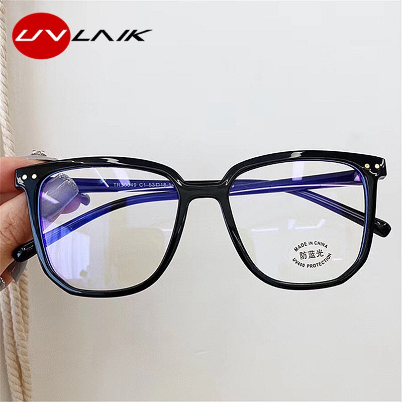 UVLAIK Anti Blue Light Glasses Frame Women's Eyeglasses Frame Computer Eyeglasses Vintage Men Spectacles Transparent Frames