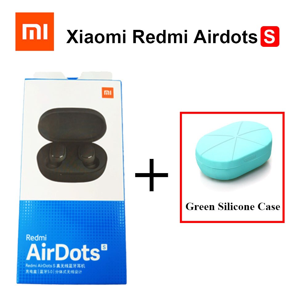 Original Xiaomi Redmi Airdots S TWS Bluetooth 5.0 Earphone Stereo Bass With Mic Handsfree Earbuds Noise reduction TWSEJ05LS: Add Green Case