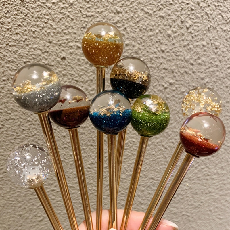 Horquilla de pelo de estilo japonés para mujer, horquillas de Metal hechas a mano de aluminio dorado con cielo estrellado, accesorios para el cabello,