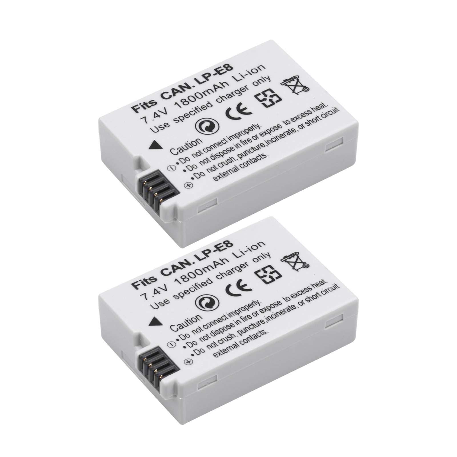 1800mAh LP-E8 LPE8 LP E8 Batterie Batterie AKKU + LCD Double Chargeur pour appareil photo Canon EOS 550D 600D 650D 700D X4 X5 X6i X7i T2i T3i: 2 Pcs Battery