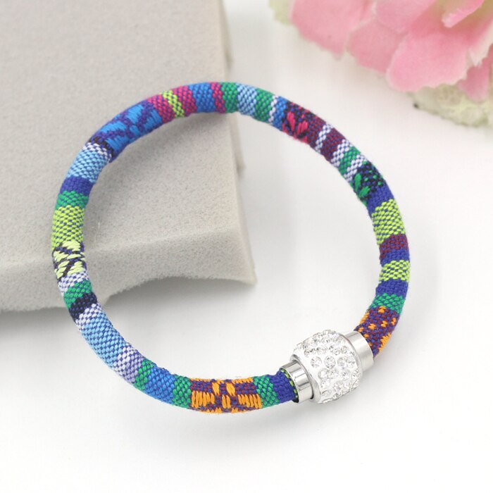 9 Kleuren Crystal Magnectic Dichter Bangle Armband Etnische Mexicaanse Stijl Katoenen Touw Boho Armbanden Voor Vrouwen Bijoux Pulsera: Color 7
