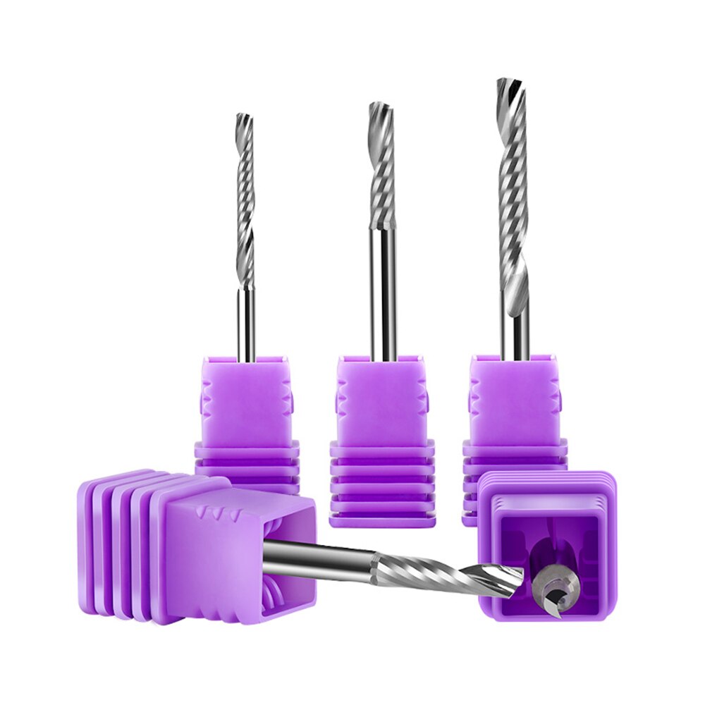 6mm 8mm Shank 1 Flute Spiral CNC Milling Cutter Tungsten Carbide Engraving End Mill Machine Tools Router Bits For PVC Acrylic