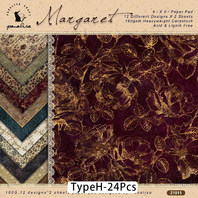 24 Sheet Vintage Butterfly Flower Craft Paper Scrapbooking Material Paper Junk Journal Decorative Paper Album Scrapbook Paper: TypeH-24Pcs