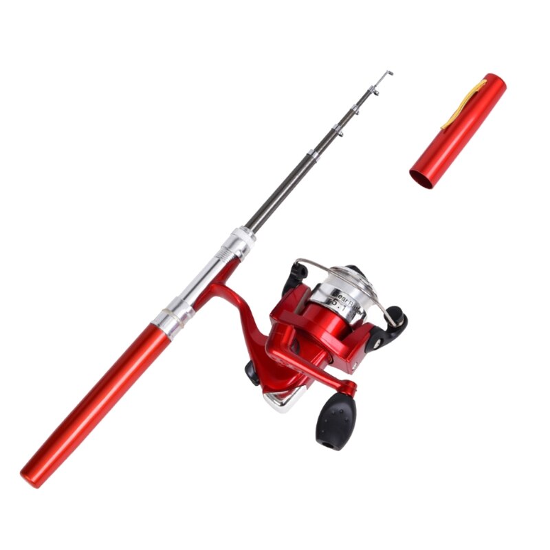 Telescopic Fishing Rod + Spinning Reel Combo Kit Pen Fishing Rod Reel Combo Set Premium Mini Pocket Fishing Po-le