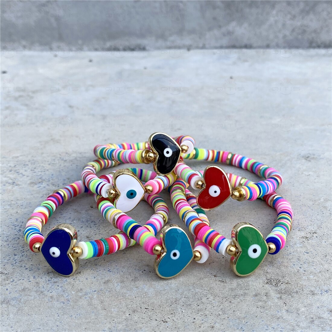 Boho boze oog armband polymeer klei afrikaanse armbanden meisje heishi schijf kralen ojo turco vrouwen koppels armband