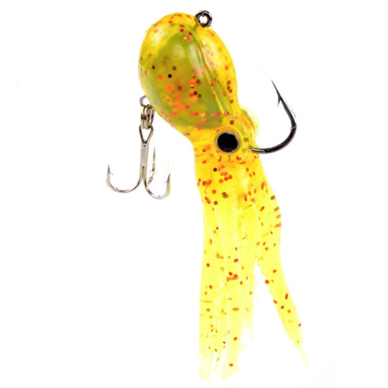 Octopus Swimbait 23g 9cm Soft Fishing Bait Skirt Tail Fishing Lure Saltwater Metal Jig Head Lure Rockfish Lingcod Bass Fishing: Yellow