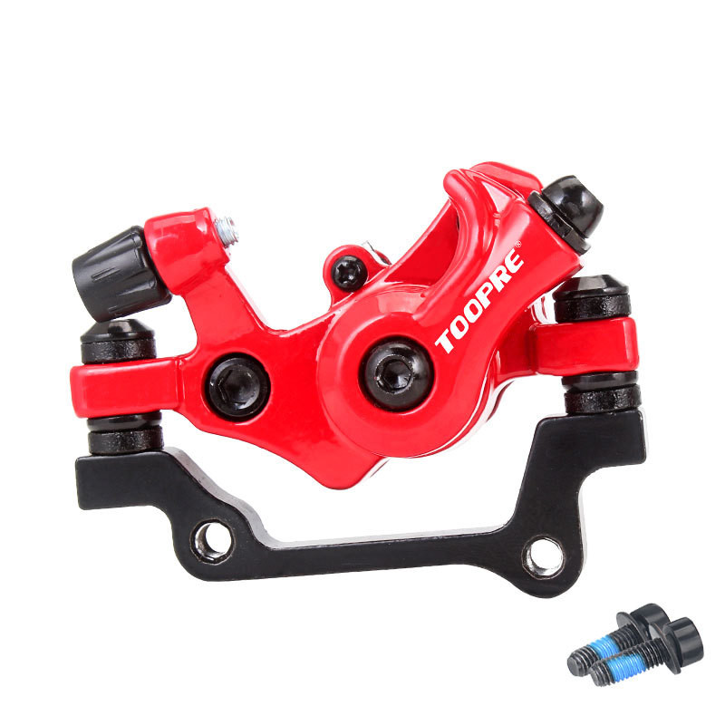 Ultralight mountain bike mechanical line pull disc brake mtb electric bicycle disc brake universal front and rear brake calipers: Red