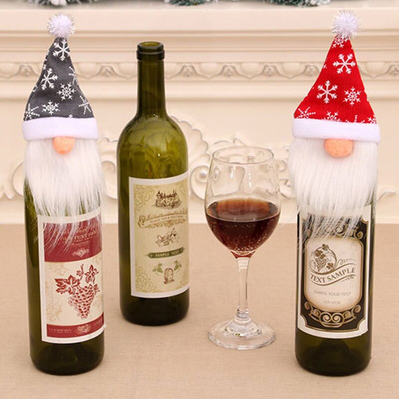 Christmas Decorations Faceless Old Man Doll Wine Bottle Cover Bag Dress Up Table Decoration For Party Dinner Christmas
