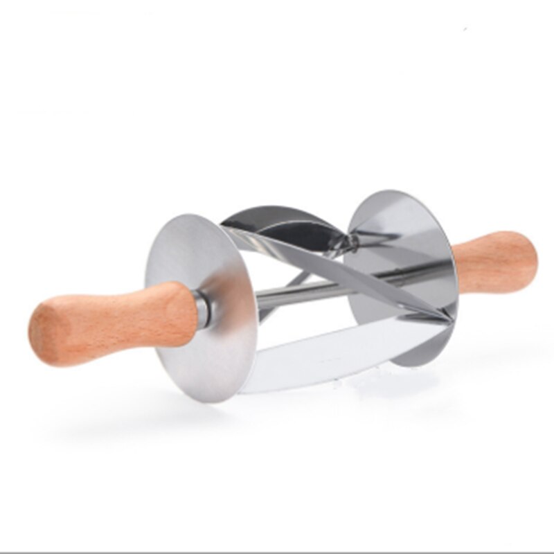 1PC Stainless Steel Rolling Cutter for Making Croissant Bread Wheel Dough Pastry Wooden Handle Baking accessories MZL135: A