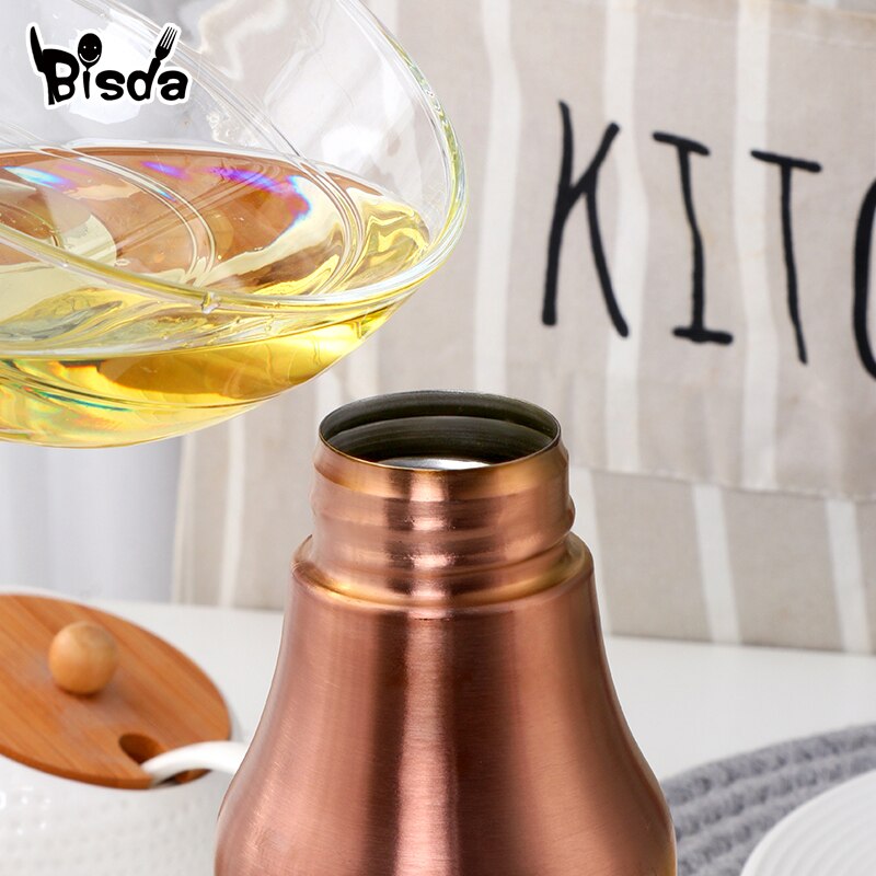 Aparelho para cozinha de aço inoxidável, à prova de vazamento, com tampa, pote, tempero, pote, vinagre, molho, garrafa, óleo à prova de poeira kit de dispensador de utensílios