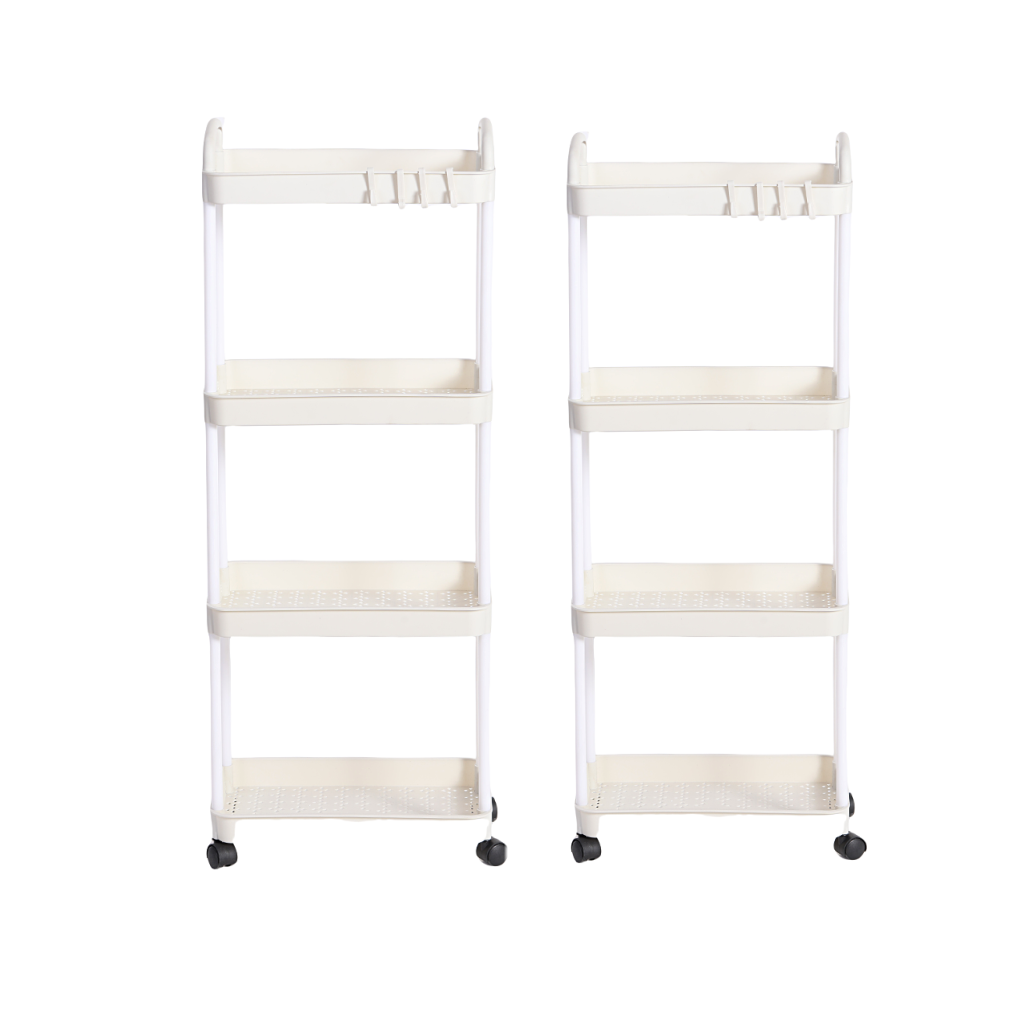 Household Multi-layer Small Cart Storage Rack Floor To Floor Kitchen Bedroom Bathroom Storage Rack Storage Rack With Wheels: Blue