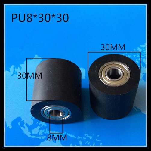 2 Stks PU Rubber Innerlijke 5mm 6mm 7mm 8mm 10mm Kogellager Guid Rail Wiel katrollen 30mm * 30mm PU Lager