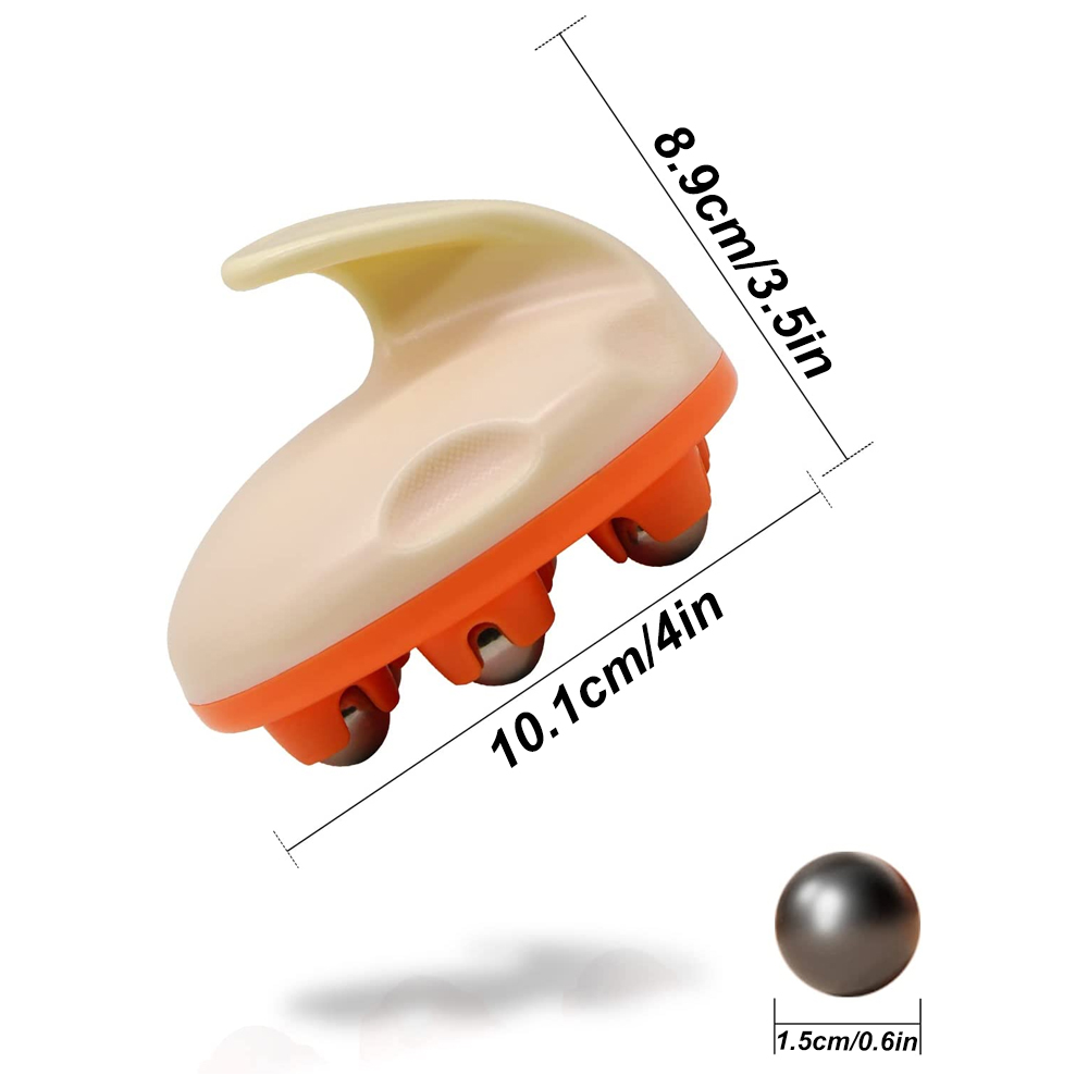 Massaggiatore a rullo manuale per massaggio anticellulite, sfera per massaggio dei tessuti profondi per schiena, collo, piedi, spalle, con 7 rulli metallici a 360 gradi