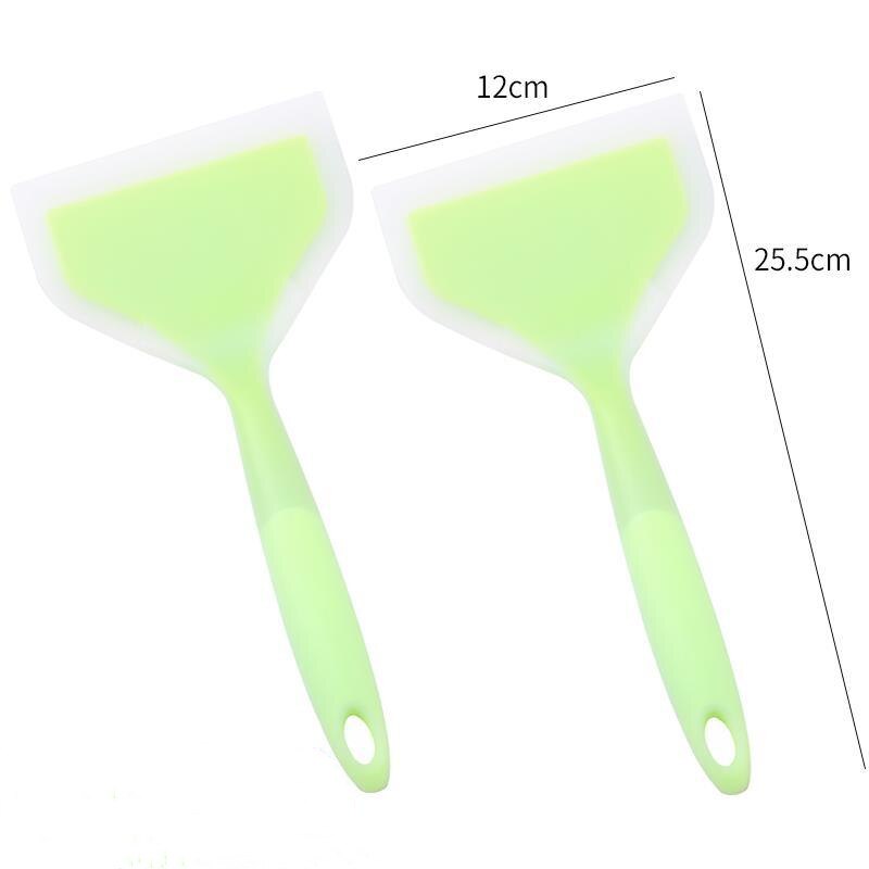 Silicone Kitchen Ware Cooking Utensils Spatula Beef Meat Egg Kitchen Scraper Wide Pizza Cooking Tools Shovel Non-stick: 2Pcs Green
