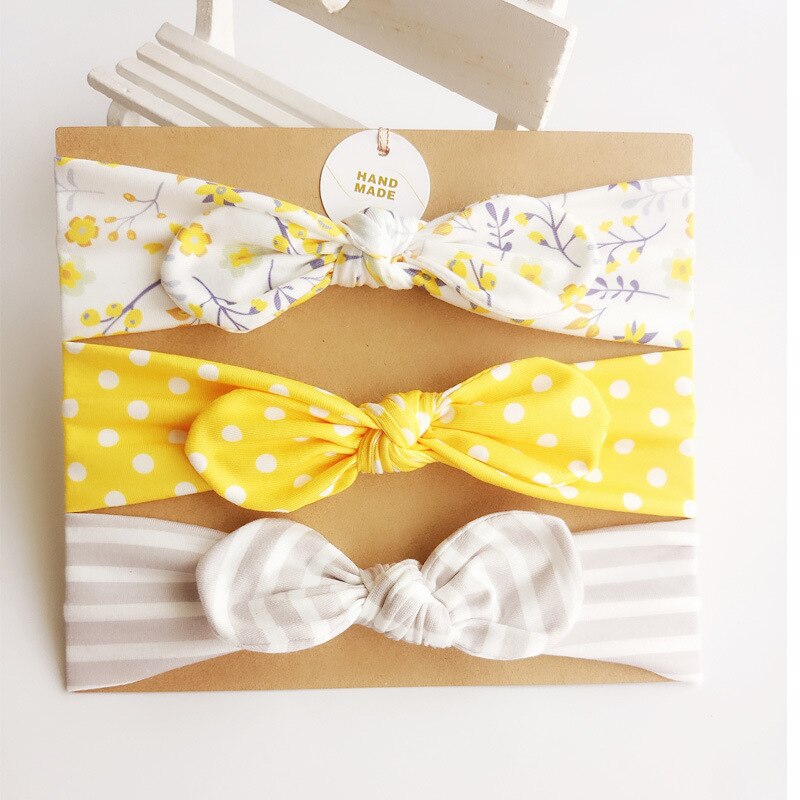 3 Stks/set Baby Meisjes Tulband Hoofdband Haar Accessoires Katoen Konijn Oor Boog Elastische Haarband Baby Prinses Kerst Dag: 1