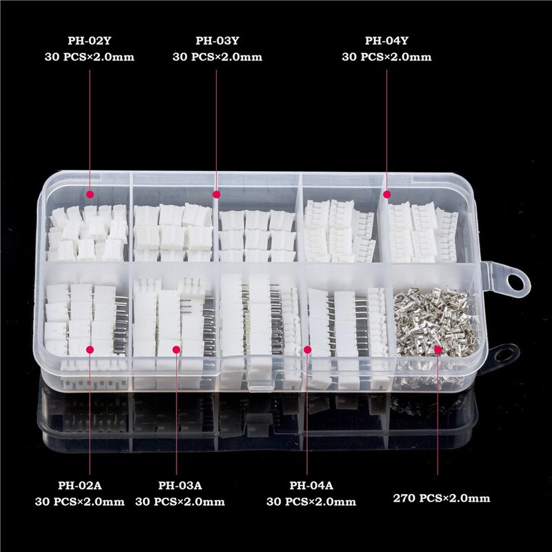 180/270pcs Dupont Connector Pin Jumper Header Socket Housing Bare Electronics Crimp Pin Terminator Kit JXT-XH-2.54mm/PH-2.0mm: 270Pcs PH-2.0mm