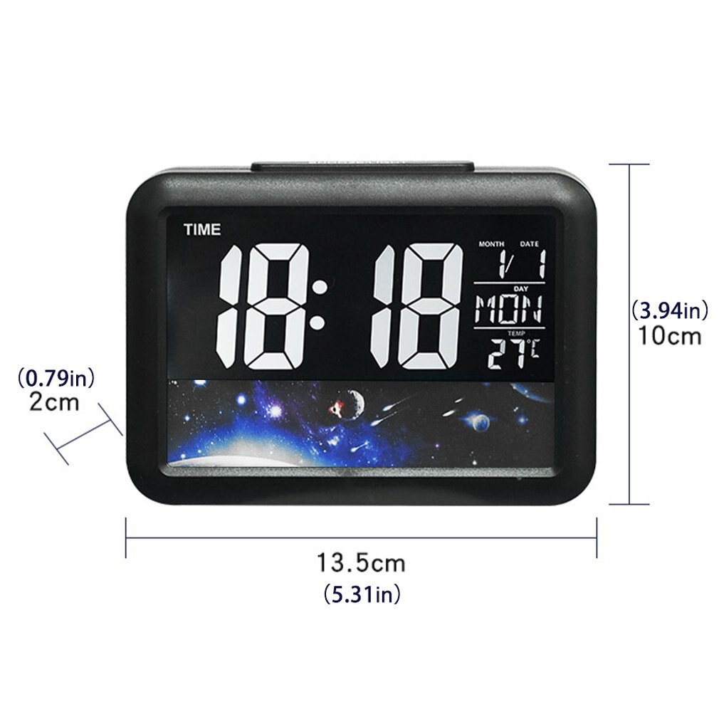 Universe print shell Color Screen Children's Electronic Clock Alarm Clock LCD Electronic Clock For Children