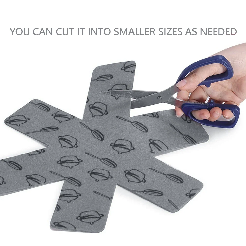 15Pcs Pot & Pan Protectors Grey/Red Non Slip Print Divider Pads to Prevent Scratching Separate and Protect Surfaces for Cookware
