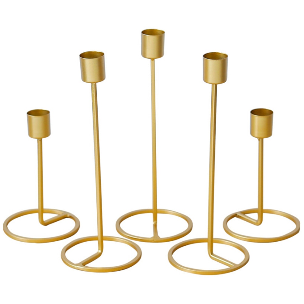 Nordisk stil lysestage guld enkelthoved jern 3d geometrisk lysestage romantisk bordindretning hjem bryllup dekoration