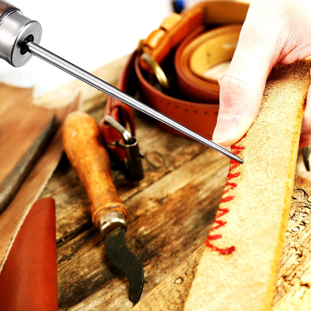 2Pcs Gourd Shape Awl Tailors Awl Wooden Handle Scratch Awl For DIY Handmade Shoes Canvas Leather Hole Punch Awl Maker Tool