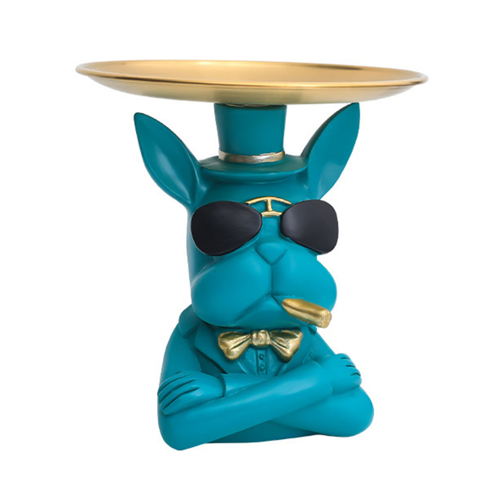 nordycki buldog francuski rzeźba figurka psa statua biżuteria przechowywania tabeli dekoracji prezent pas płyta okulary taca Dom Sztuka statua: niebieski