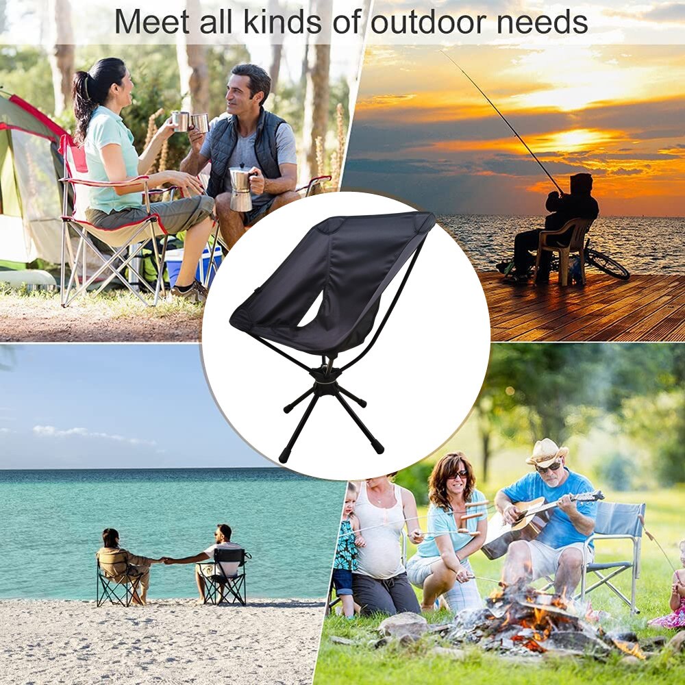 Camping Swivel Chair 360 Degree Swivel Chair Outdoor Leisure Picnic Chair Field Fishing Chair Portable Moon Chair